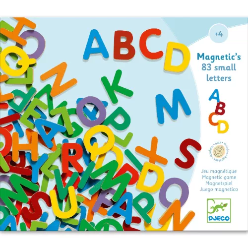 Djeco Mágneses betűkészlet Színes nagybetűk - 83 small letters