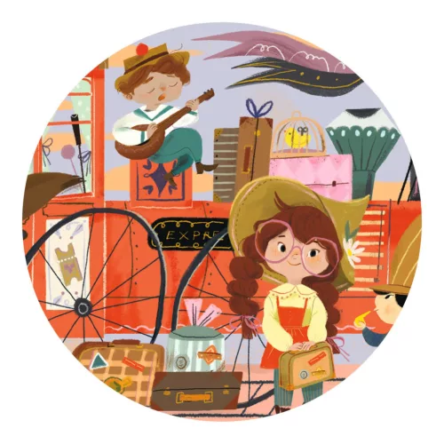 Djeco Formadobozos puzzle Mia utazása 36 db-os - Mia's Journey