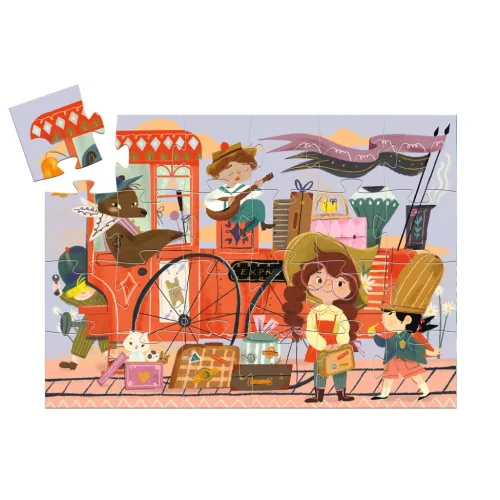 Djeco Formadobozos puzzle Mia utazása 36 db-os - Mia's Journey