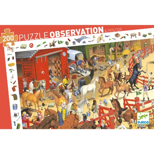 Djeco Megfigyeltető puzzle Lovaglás 200 db-os - Horse riding