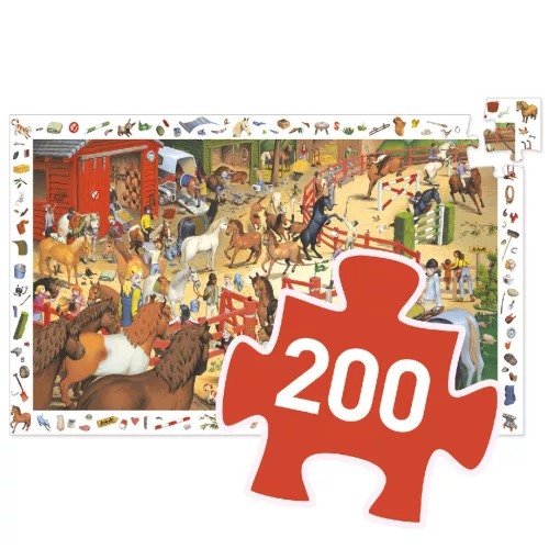 Djeco Megfigyeltető puzzle Lovaglás 200 db-os - Horse riding