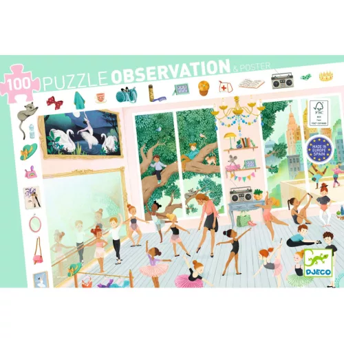 Djeco Megfigyeltető puzzle Balett iskola 100 db-os - The dance school
