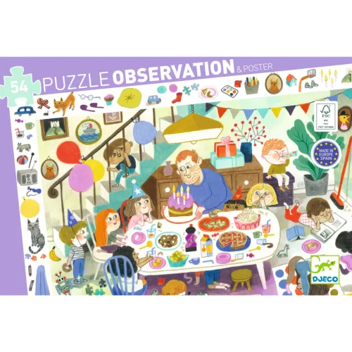 Djeco Megfigyeltető puzzle Szülinapi parti 54 db-os - Birthday Party