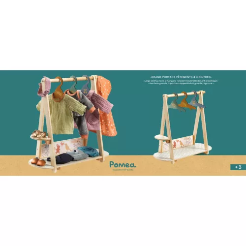 Djeco Pomea Nagy ruhafogas 3 vállfával - Large clothes rack 3 hangers