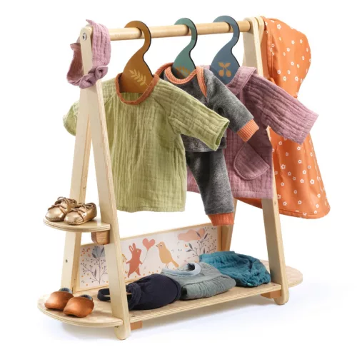 Djeco Pomea Nagy ruhafogas 3 vállfával - Large clothes rack 3 hangers
