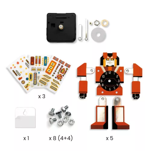 Djeco Design by Csináld magad! Falióra fiúszobába IdőRobi - Robotime