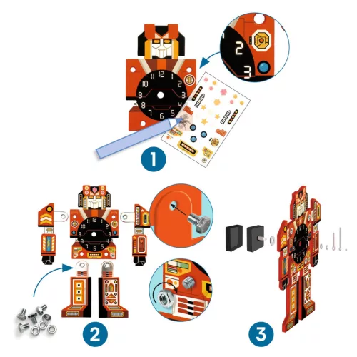 Djeco Design by Csináld magad! Falióra fiúszobába IdőRobi - Robotime