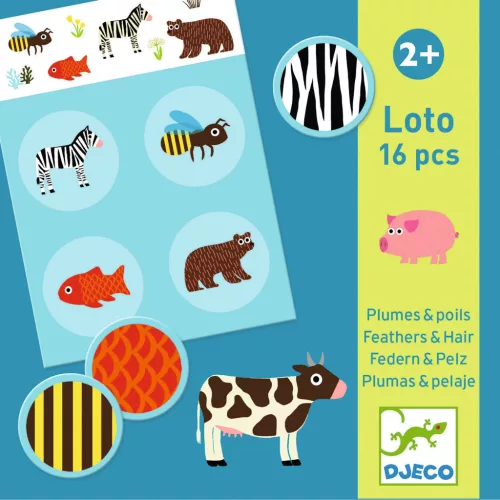 Djeco Társasjáték Tollas és szőrös - Loto Feathers and Fur
