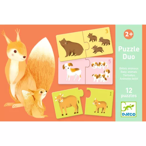 Djeco Párosító puzzle Kié a kölyök 24 db-os - Baby animals