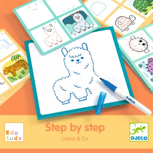 Djeco Eduludo Rajzolás lépésről lépésre Mintázat - Eduludo Step by Step Lama & Co
