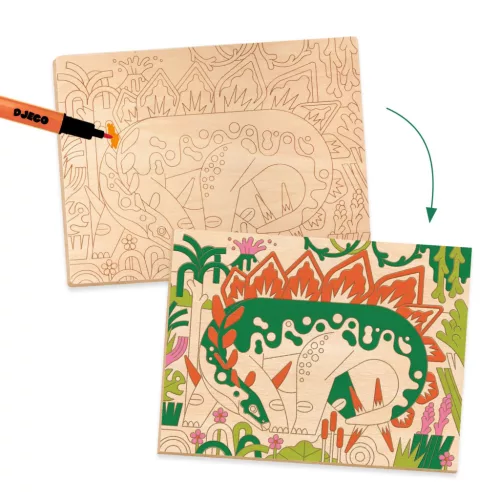Djeco Design by Művészeti műhely Színező Dinóvilág - Dino world
