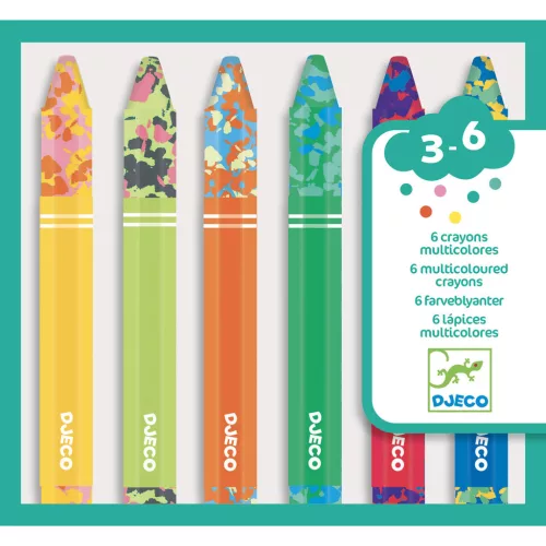 Djeco Művészeti műhely 6 többszínű viaszkréta - 6 multicoloured crayons