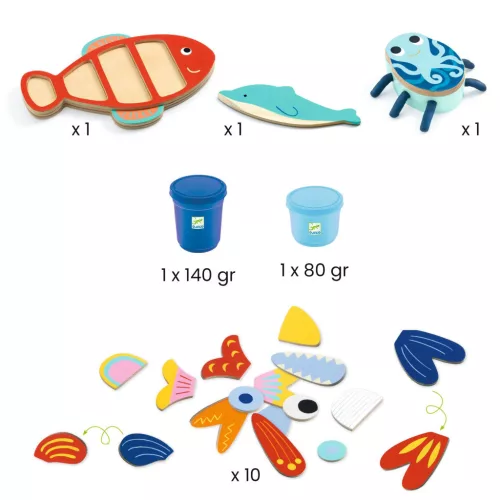Djeco Design by Gyurmaformázó készlet Tengeri teremtményeim - Myseacreatures