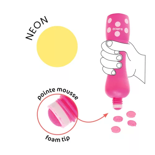 Djeco Marok filc készlet 4 fluoreszkáló színben Pontozó színezés - Large dot markers
