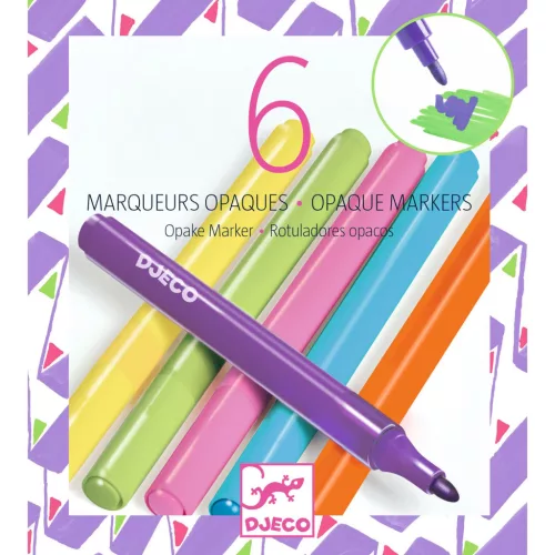 Djeco Filctoll készlet 6 fedő szín "80-as évek" - 6 opaque markers