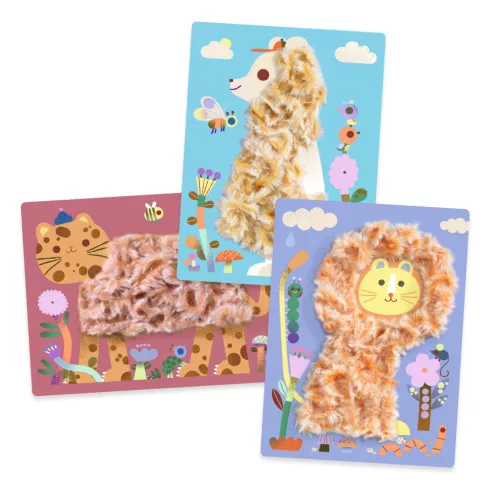 Djeco Kollázs műhely Bolyhos barátok gyapjúval és tépőzárral - Wool and Velcro Fluffy friends!