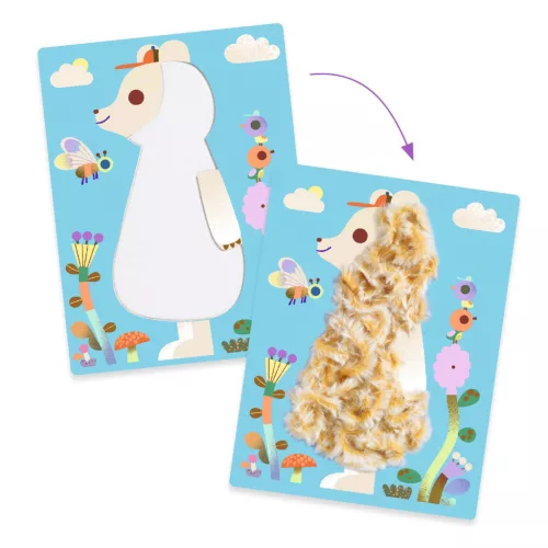 Djeco Kollázs műhely Bolyhos barátok gyapjúval és tépőzárral - Wool and Velcro Fluffy friends!