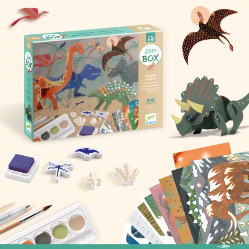 Djeco Kreatív műhely, 6 technika 1 dobozban - Dinoszauruszok világa 