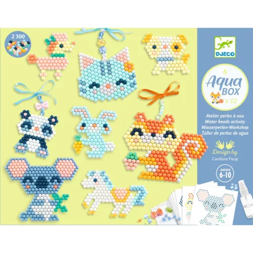 Djeco Artistic Aqua Vizes gyöngykirakó készlet Bundás barátok - Furry friends
