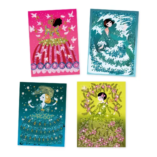 Djeco Csillámkép készítő - Csillogó ruhák - Glitter dresses