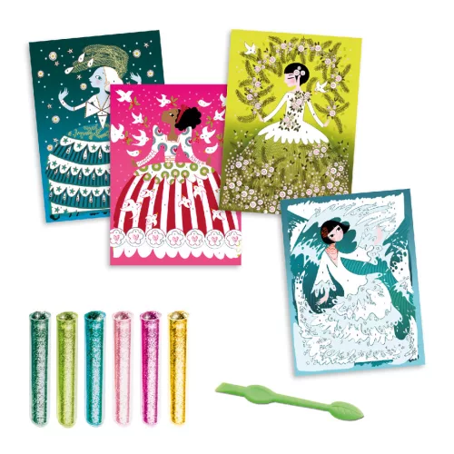 Djeco Csillámkép készítő - Csillogó ruhák - Glitter dresses