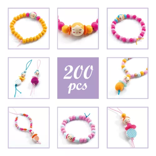 Djeco Gyöngyfűzés Fagyöngyök és figurák - Beads and figurines