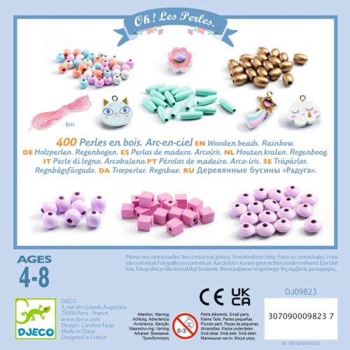 Djeco Fagyöngyök - Szivárvány - Wooden beads, Rainbow