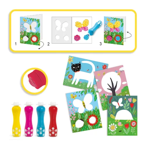 Djeco Képkészítő pöttyökkel Rajzolás színes pöttyökkel - Small dots