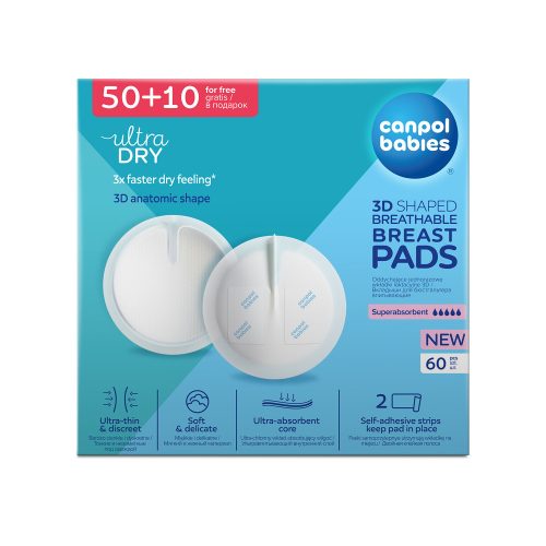 Canpol babies Légáteresztő, csúszásgátlós, eldobható melltartóbetét, 3D-s, 50+10db