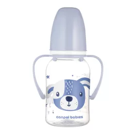   Canpol babies Keskeny nyakú cumisüveg fogantyúval, CUTE ANIMALS, 120 ml, kutya