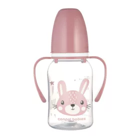   Canpol babies Keskeny nyakú cumisüveg fogantyúval, CUTE ANIMALS, 120 ml, nyuszi