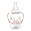 Canpol babies Keskeny nyakú cumisüveg fogantyúval, CUTE ANIMALS, 120 ml, nyuszi