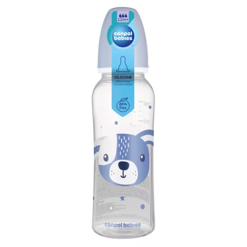 Canpol babies Keskeny nyakú cumisüveg, CUTE ANIMALS, 250 ml - kutya