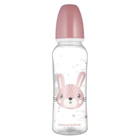   Canpol babies Keskeny nyakú cumisüveg, CUTE ANIMALS, 250 ml - nyuszi