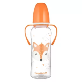   Canpol babies Keskeny nyakú cumisüveg fogantyúval, CUTE ANIMALS, 250 ml, róka