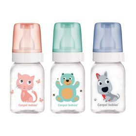 Canpol babies Keskeny cumisüveg, 120 ml, CUTE ANIMALS