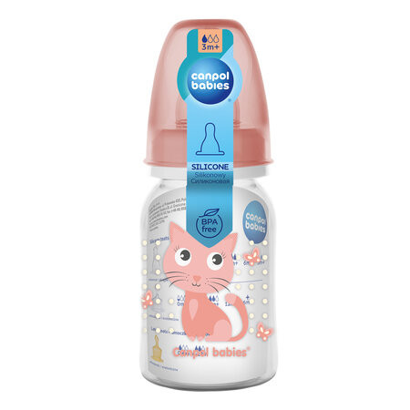 Canpol babies Keskeny cumisüveg, 120 ml, CUTE ANIMALS