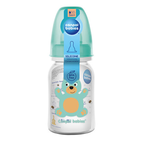 Canpol babies Keskeny cumisüveg, 120 ml, CUTE ANIMALS
