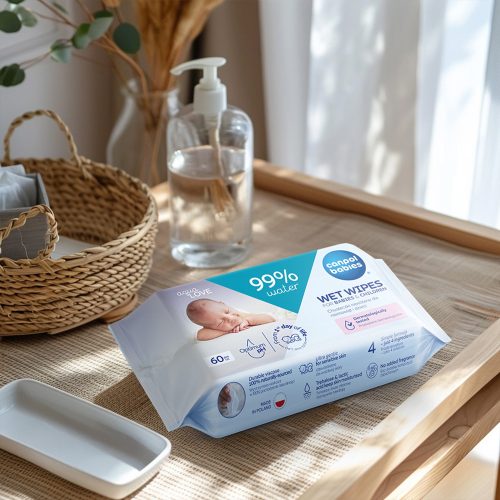 Canpol babies Nedves törlőkendő 99% víztartalommal 60db