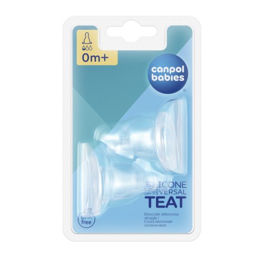 Canpol babies Univerzális szilikonos etetőcumi, keskeny cumisüveghez, mini, 0hó+, 2 db