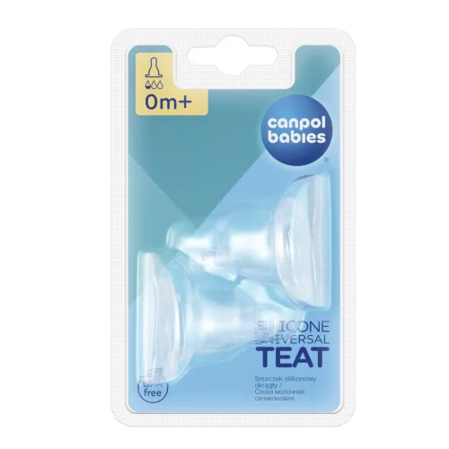 Canpol babies Univerzális szilikonos etetőcumi, keskeny cumisüveghez, mini, 0hó+, 2 db