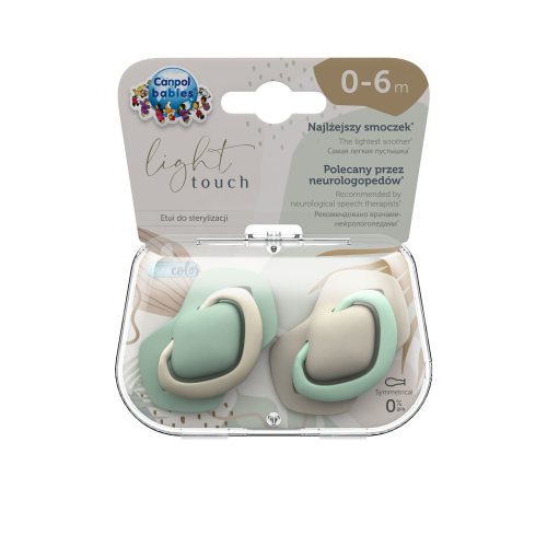 Canpol babies Szimmetrikus szilikoncumi készlet, Light touch, 0-6hó, PURE COLOR, 2db