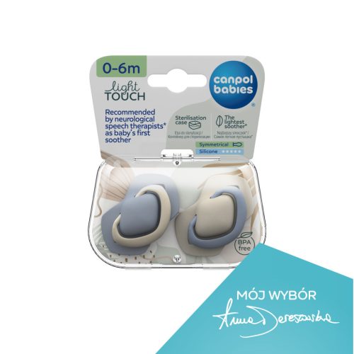 Canpol babies Szimmetrikus szilikoncumi készlet, Light touch, 0-6hó, PURE COLOR, 2db