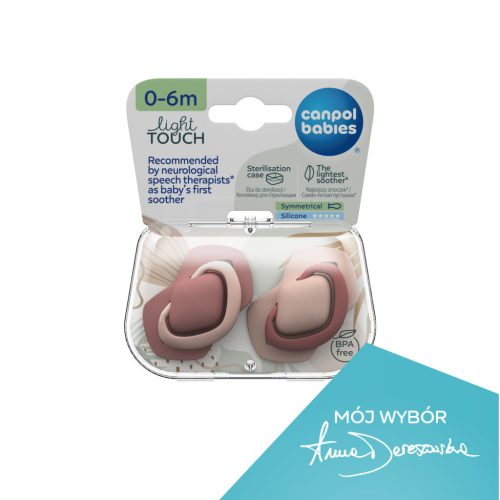 Canpol babies Szimmetrikus szilikoncumi készlet, Light touch, 0-6hó, PURE COLOR, 2db