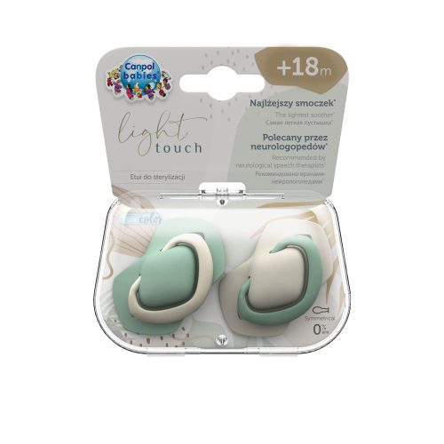 Canpol babies Szimmetrikus szilikoncumi készlet, Light touch, 18hó+, PURE COLOR, 2db