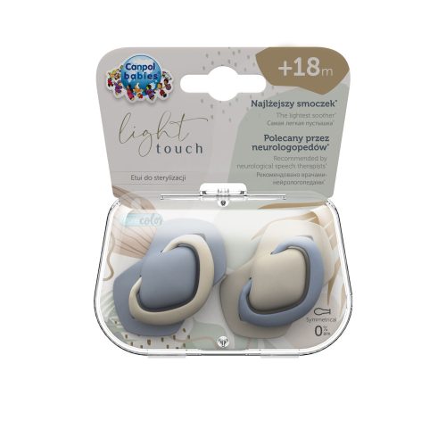 Canpol babies Szimmetrikus szilikoncumi készlet, Light touch, 18hó+, PURE COLOR, 2db