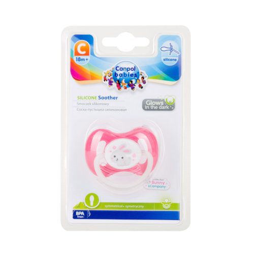 Canpol babies Szilikon szimmetrikus cumi, 18hó+, BUNNY & COMPANY - rózsaszín
