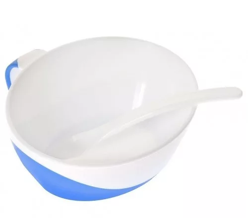 Canpol babies Tál kanállal és fedéllel, 350ml, LITTLE COW - kék