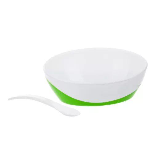 Canpol babies Tál kanállal és fedéllel, 350ml, LITTLE COW - zöld