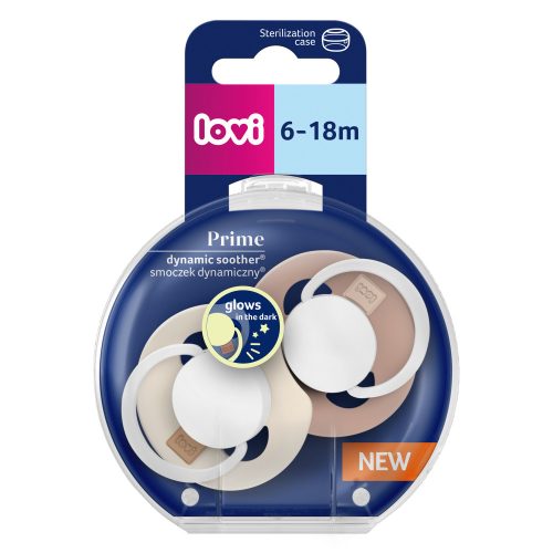 LOVI Világító dinamikus szilikon cumi PRIME 6-18hó 2db - Ivory/Blush